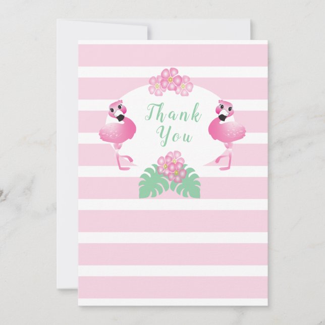 Tropiska Flamingo Flowers Rand Rosa Tack Kort (Framsida)