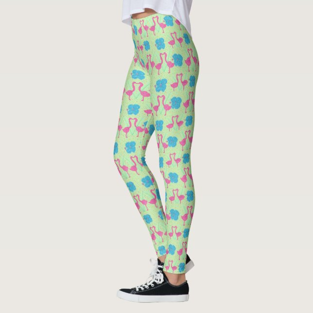 Tropiska Flamingo Pattern Leggings (Vänster)