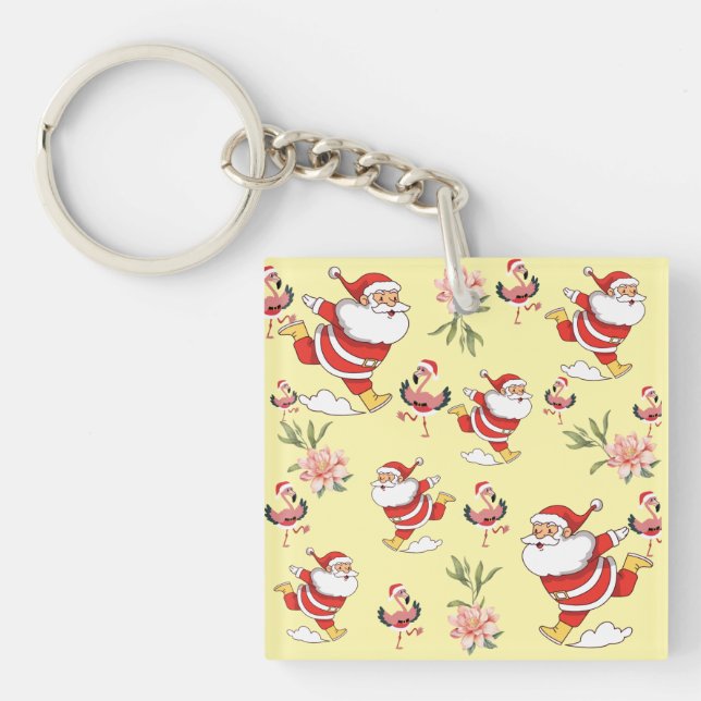 Tropiska Flamingo Tomte Julmönster Servetter (Framsidan)