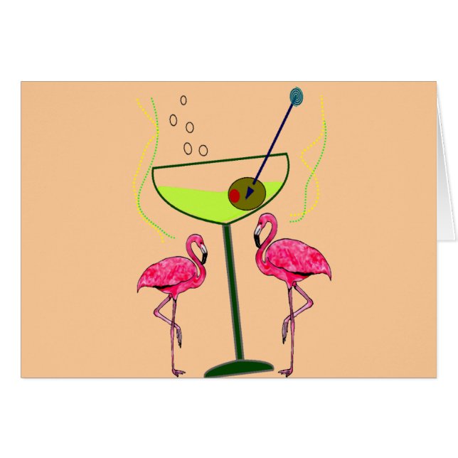 Tropiska Flamingokonstgåvor Hälsningskort (Framsidan Horizontal)