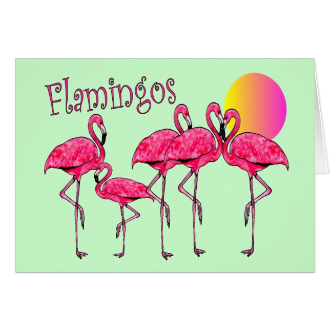 Tropiska Flamingokonstgåvor Hälsningskort (Framsidan Horizontal)