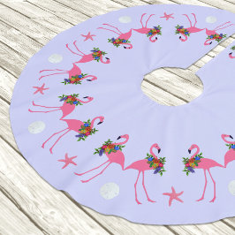 Tropiska Flamingos Alla runt jul i Lavender Julgransmatta Borstad Polyester
