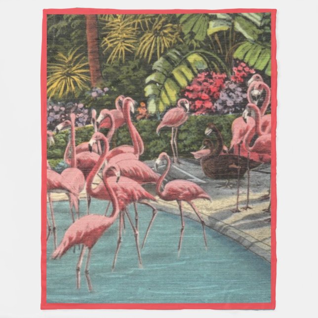 Tropiska flamingos fleecefilt (Framsidan)