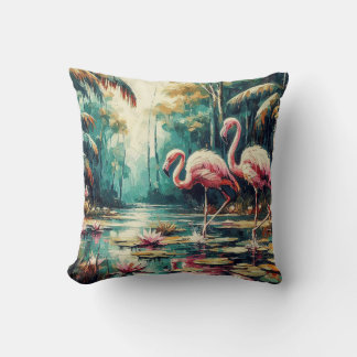 Tropiska Flamingos Kastkudde Kudde