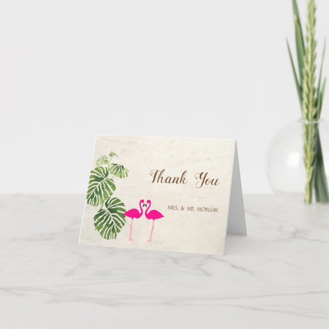 Tropiska Flamingos Tack Kort (Framsida)