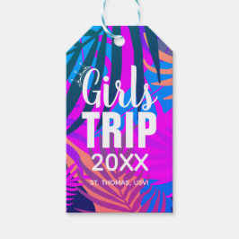 Tropiska flickor Resa med Krona, År och Namn Presentetikett