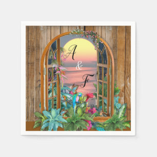 Tropiska Floran Paradise vid Sunset Napkins Pappersservett