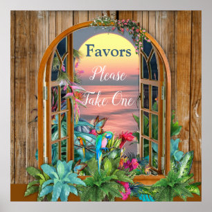 Tropiska Floran Paradise vid Sunset Poster