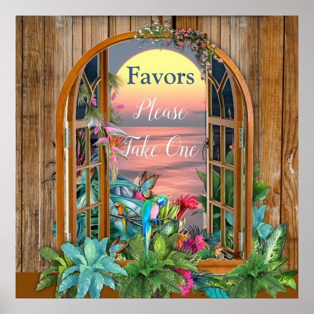 Tropiska Floran Paradise vid Sunset Poster (Framsidan)