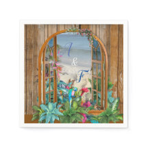 Tropiska Floran vid Beach Napkins