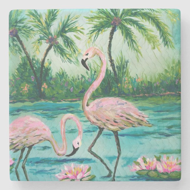 Tropiska Florida Flamingo Stenunderlägg (Framsidan)
