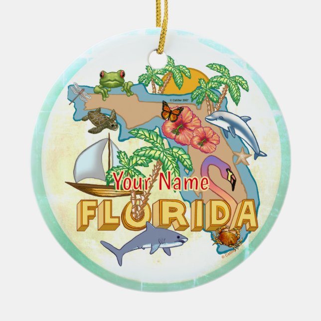 Tropiska Florida  Julgransprydnad Keramik (Framsidan)