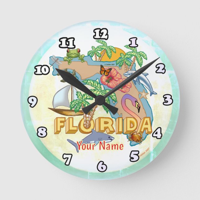 Tropiska Florida  Rund Klocka (Framsida)