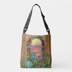 Tropiska Floror vid Sunset Crossbody Bag Axelväska