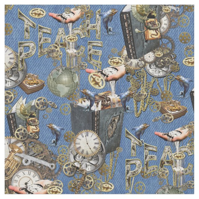 Tropiska Floror vid Sunset Fabric Tyg (Närbild)