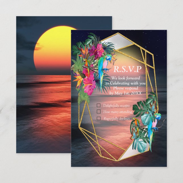 Tropiska Floror vid Sunset OSA kort (Fram/baksida)