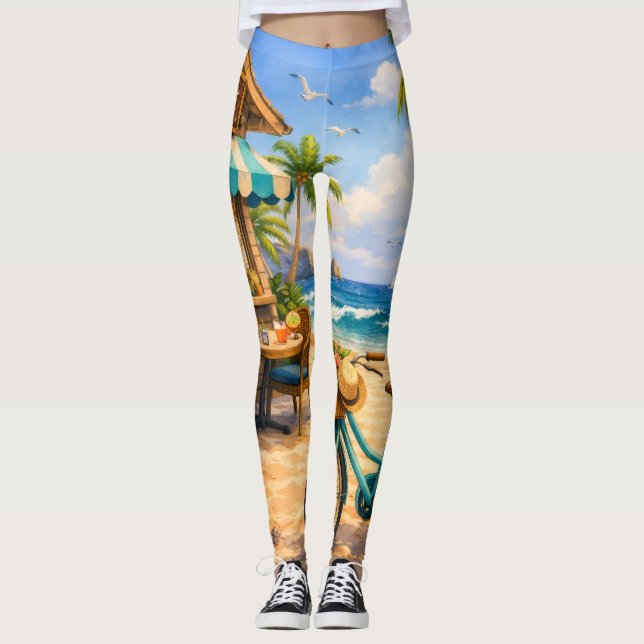 Tropiska Flykt Leggings – Solnedgång Edition (Framsida)