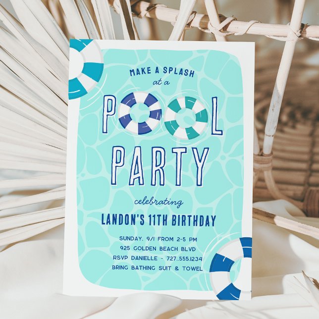 Tropiska födelsedagen Bassäng Party Inbjudningar (Skapare uppladdad)
