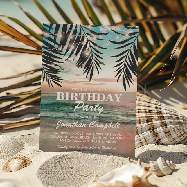 Tropiska födelsedagen Beach Party | Sträng i Ljus Inbjudningar (Skapare uppladdad)