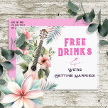 Tropiska fria drakar från Bröllop spara datum Vykort<br><div class="desc">Vuxen: Vattenskärtskläder från hawaiiska tropiska strandar blommigt från vattenfärgsgrafik,  lustigt bröllop-meddelande sparar datumet.</div>