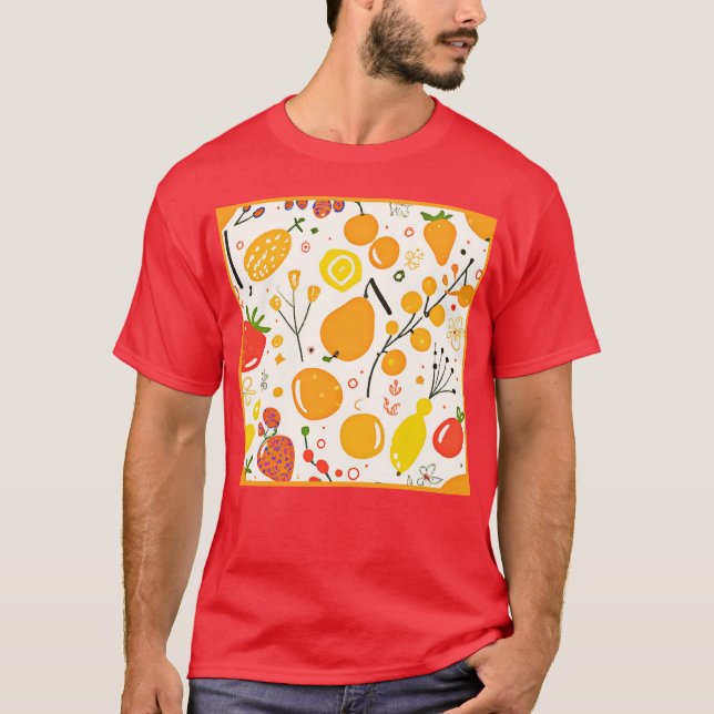 Tropiska Fruit Fiesta Mönster T Shirt (Framsida)