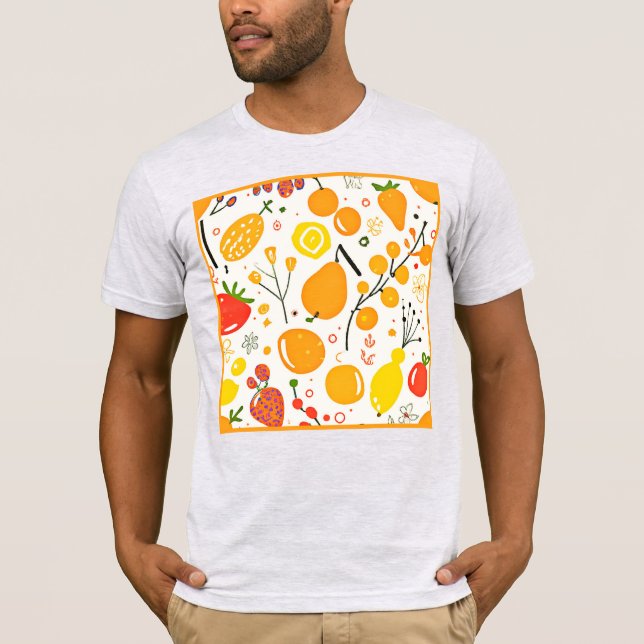 Tropiska Fruit Fiesta Mönster T Shirt (Framsida)