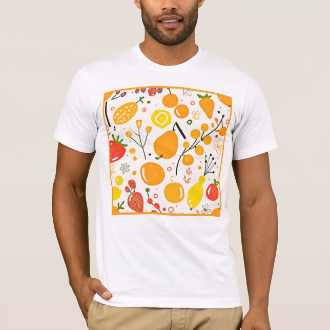 Tropiska Fruit Fiesta Mönster T Shirt (Framsida)