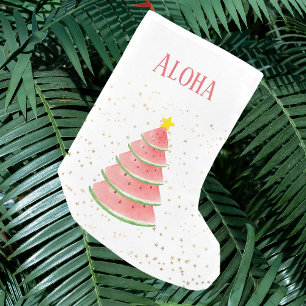 Tropiska Fruit Guld Stars Aloha Liten Julstrumpa