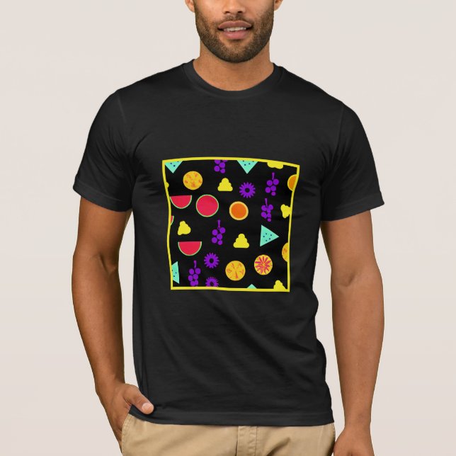 Tropiska Fruit Neon Paradise Mönster T Shirt (Framsida)