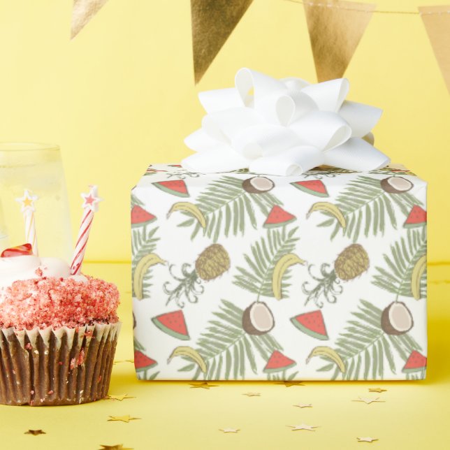 Tropiska Fruit Sketch Mönster Presentpapper (Födelsedagsfest)