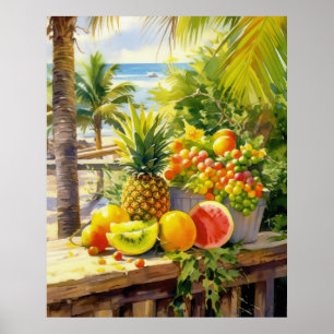 Tropiska frukt Paradise Watercolor Poster