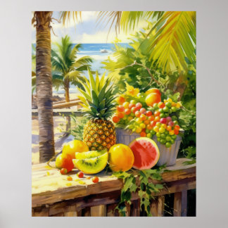 Tropiska frukt Paradise Watercolor Poster