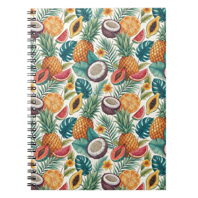 Tropiska frukter - Ananas & Melon Sommar Design Anteckningsbok (Framsidan)
