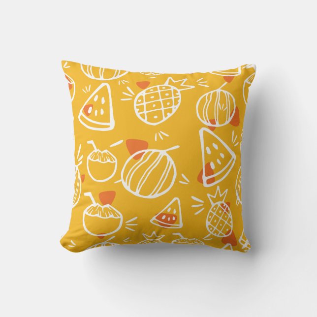 Tropiska frukter, ananas och vattenmelon bilder kudde (Framsida)