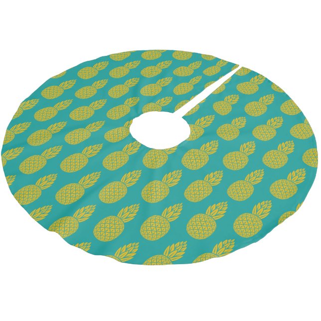 Tropiska frukter av ananas julgransmatta borstad polyester (Vinklad)