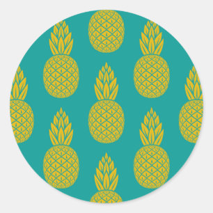 Tropiska frukter av ananas runt klistermärke