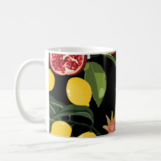 Tropiska frukter: Exotisk sjölös bakgrund Kaffemugg (Vänster)