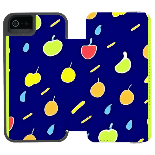Tropiska frukter Neon Färg Mönster Incipio iPhone Wallet Skal (Folio Öppen)