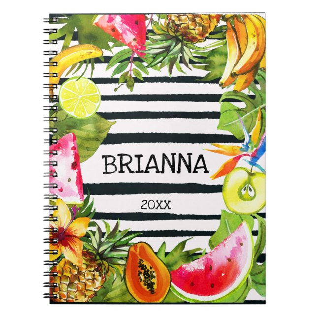 Tropiska frukter och blommor på Black Rand Anteckningsbok (Framsidan)