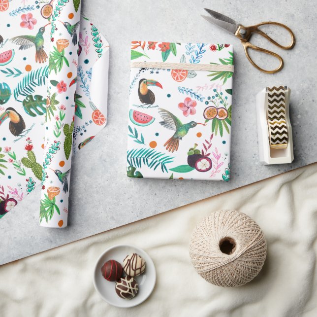 tropiska frukter och fåglar presentpapper (Hantverk)