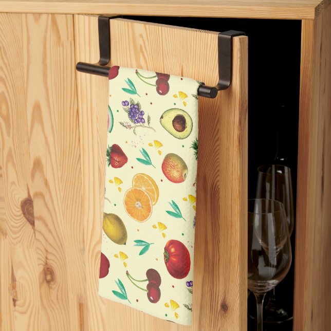 Tropiska frukter och grönsaker av personlig Namn Kökshandduk (Thirds Fold)