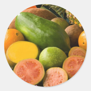 Tropiska frukter runt klistermärke