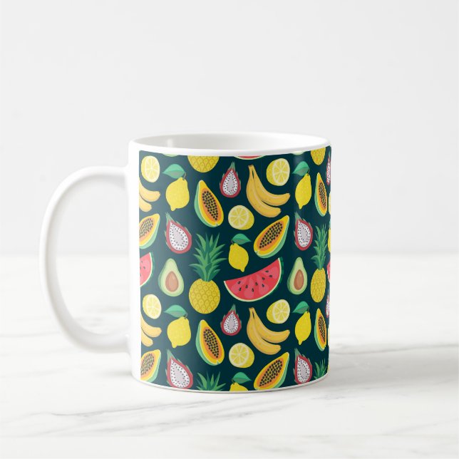 tropiska frukter, sömlösa mönster kaffemugg (Vänster)