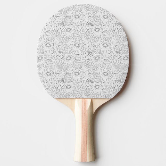 Tropiska frukter, sömlösa, svarta och vita mönster pingisracket (Framsidan)