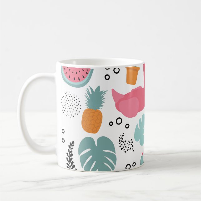 Tropiska frukter: upprepa mönster. kaffemugg (Vänster)