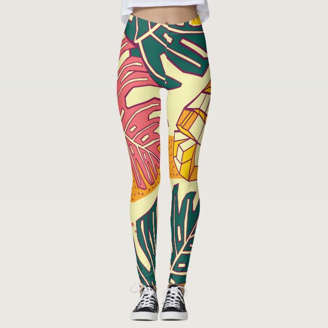 Tropiska frukter: Vibrant Mönster design Leggings (Framsida)
