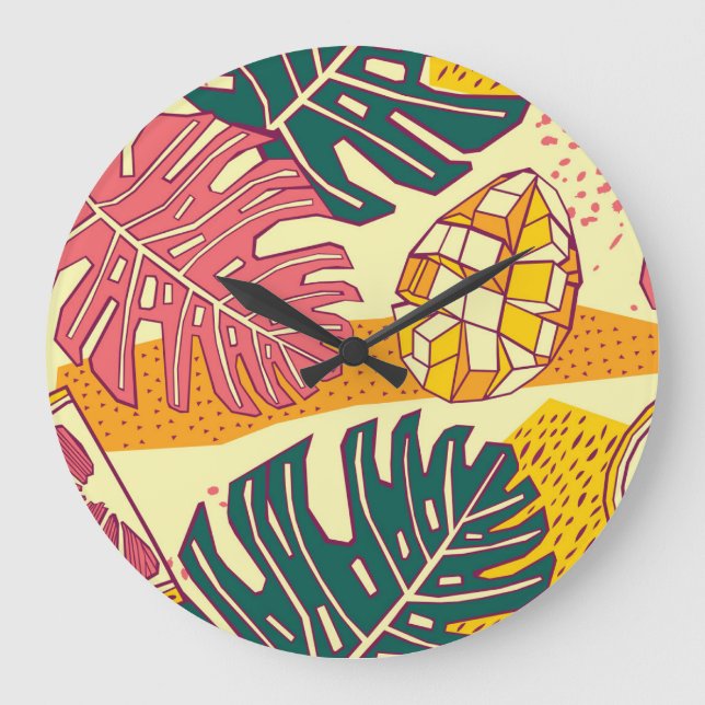Tropiska frukter: Vibrant Mönster design Stor Klocka (Framsida)