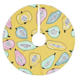 Tropiska frukter: Vibrant Print Mönster Julgransmatta Borstad Polyester