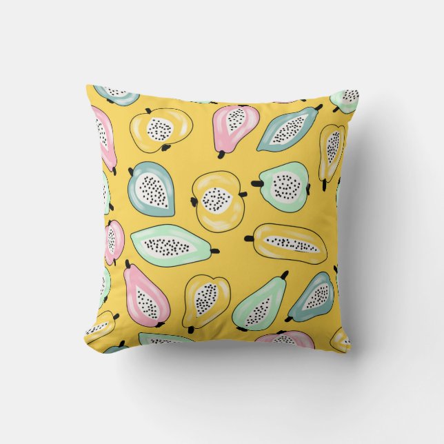 Tropiska frukter: Vibrant Print Mönster Kudde (Framsida)