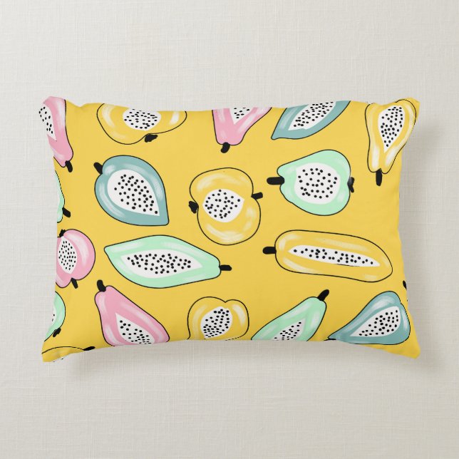 Tropiska frukter: Vibrant Print Mönster Prydnadskudde (Framsidan)